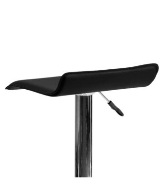 Solid Wave Seat Vinyl Adjustable Height Barstool With Chrome Base