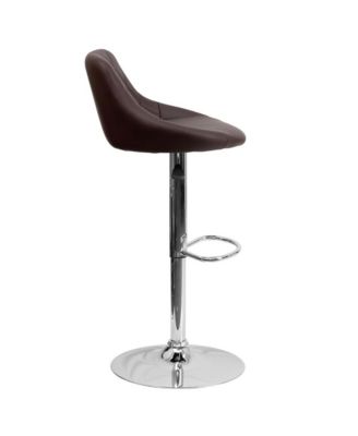 Bucket Seat Adjustable Height Barstool With Diamond Pattern Back