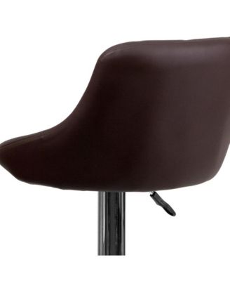 Bucket Seat Adjustable Height Barstool With Diamond Pattern Back