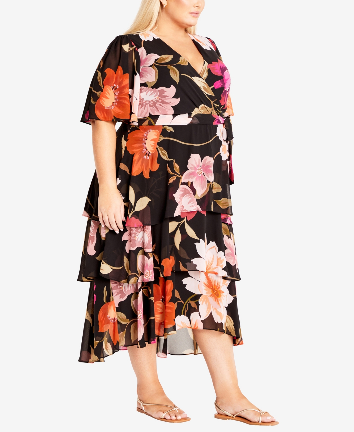 Shop Avenue Plus Size Nicola Print Midi Dress In Viva Glam