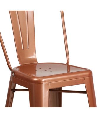 Stella 24" Metal Indoor-Outdoor Counter Stool With Vertical Slat Back And Integrated Footrest