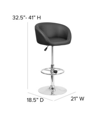 Valencia Bucket Seat Bar And Dining Stool Modern Stool With 360 Swivel, Adjustable Height And Metal Footrest