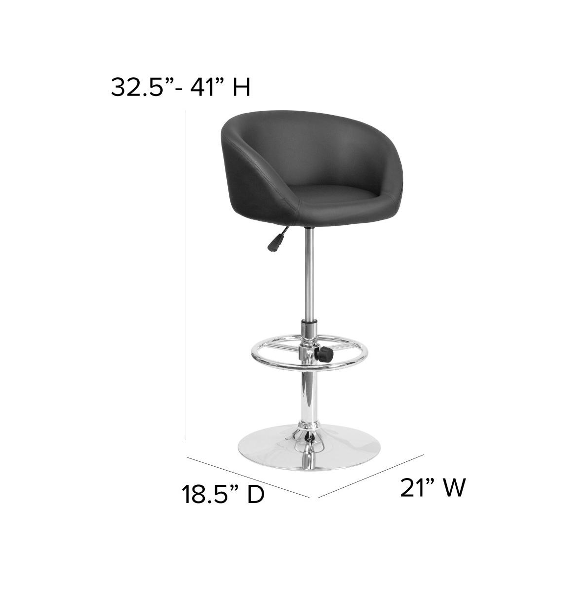 Valencia Bucket Seat Bar And Dining Stool Modern Stool With 360 Swivel, Adjustable Height And Metal Footrest