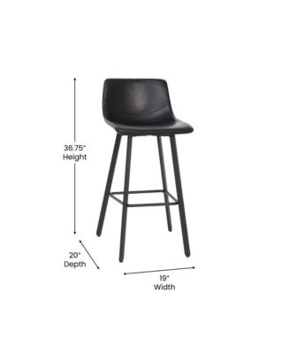Oretha Set Of 2 Modern Upholstered Stools With Contoured, Low Back Bucket Seats And Iron Frames
