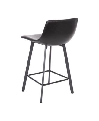 Oretha Set Of 2 Modern Upholstered Stools With Contoured, Low Back Bucket Seats And Iron Frames