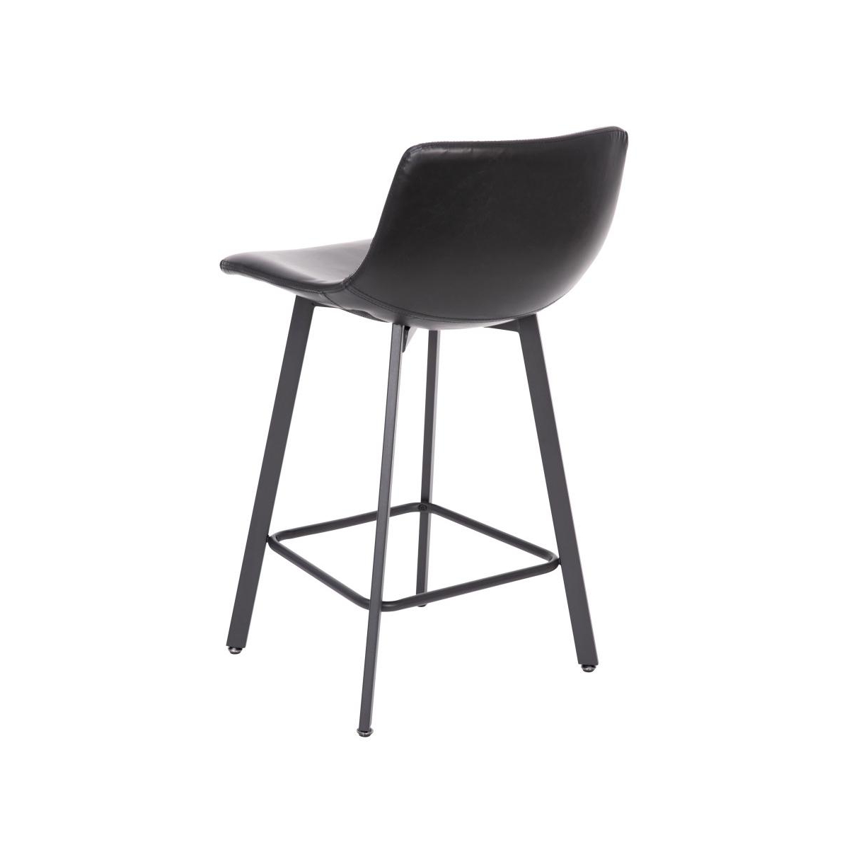 Oretha Set Of 2 Modern Upholstered Stools With Contoured, Low Back Bucket Seats And Iron Frames -black