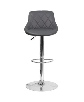 Bucket Seat Adjustable Height Barstool With Diamond Pattern Back