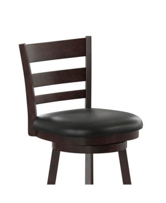 Silla 24" Classic Wooden Ladderback Swivel Counter Height Stool With Upholstered Padded Seat And Integrated Footrest