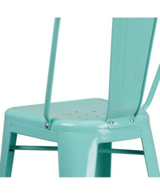 Sabine Metal Indoor-Outdoor Barstool With Vertical Slat Back And Integrated Footrest