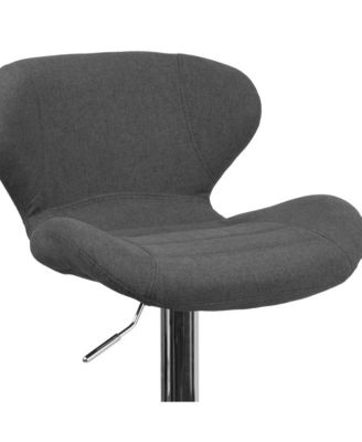 Quincy Adjustable Height Barstool Contemporary Bar Height Stool With Curved Back And Metal Base With Footrest