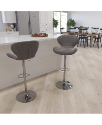 Quincy Adjustable Height Barstool Contemporary Bar Height Stool With Curved Back And Metal Base With Footrest