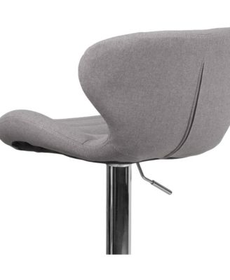 Quincy Adjustable Height Barstool Contemporary Bar Height Stool With Curved Back And Metal Base With Footrest