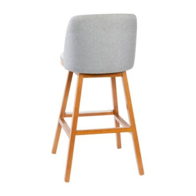 Jada Upholstered Mid-Back Stools With Nailhead Accent Trim & Wood Frames