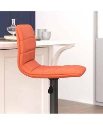 Coti Modern Channel Tufted Upholstered Height Adjustable Mid-Back Stool And Pedestal Base With Footrest