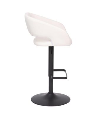 Shae Contemporary Upholstered Adjustable Height Barstool With Rounded, Cutout Mid-Back And Pedestal Base