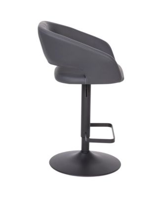 Shae Contemporary Upholstered Adjustable Height Barstool With Rounded, Cutout Mid-Back And Pedestal Base