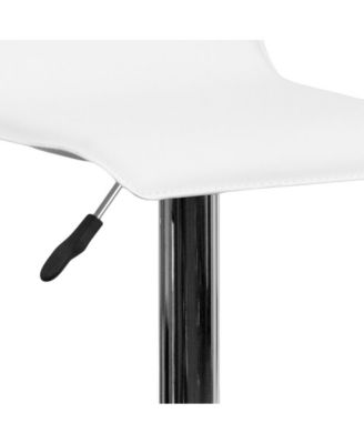 Solid Wave Seat Vinyl Adjustable Height Barstool With Chrome Base