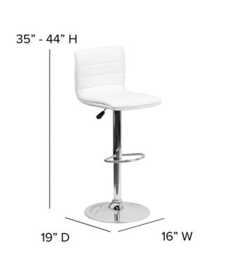 Coti Modern Channel Tufted Upholstered Height Adjustable Mid-Back Stool And Pedestal Base With Footrest