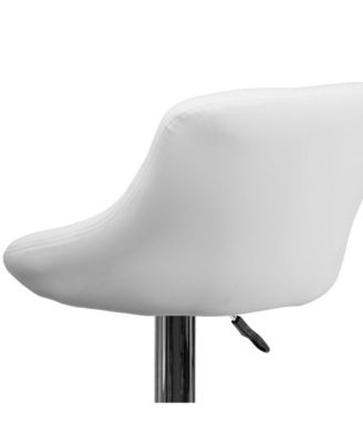 Bucket Seat Adjustable Height Barstool With Diamond Pattern Back