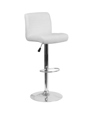 2 Pack Contemporary Vinyl Adjustable Height Barstool With Rolled Seat And Chrome Base