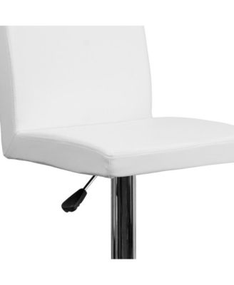 2 Pack Contemporary Vinyl Adjustable Height Barstool With Panel Back And Chrome Base