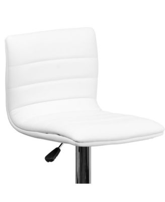 Modern Vinyl Adjustable Height Barstool With Horizontal Stitch Back, Set Of 2