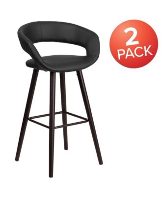 2 Pk. 29'' High Contemporary Vinyl Barstool With Cappuccino Wood Frame