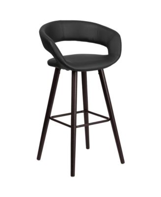 2 Pk. 29'' High Contemporary Vinyl Barstool With Cappuccino Wood Frame
