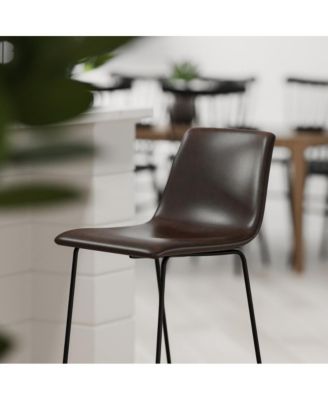 30 Inch Faux Bar Height Bucket Seat Stools, Set Of 2