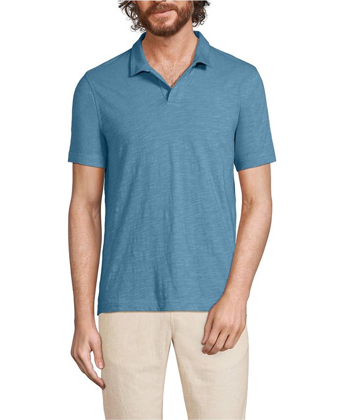 Lands' End Men's Short Sleeve Slub Johnny Collar Polo Macy's