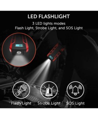 Portable Car Jump Starter: 800A Peak- 10,000mAh 6.0L Gas/3.0L Diesel