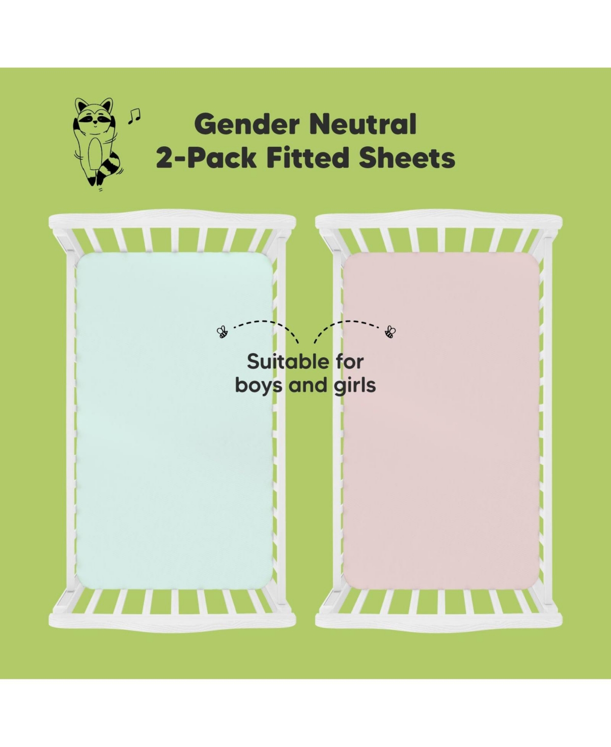 KeaBabies 2pk Soothe Fitted Crib Sheets Neutral, Organic Baby Crib Sheets, Fits Nursery Baby Mattress
