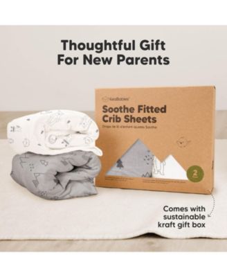 2pk Soothe Fitted Crib Sheets Neutral, Baby Crib Sheets, Fits Standard Nursery Baby Mattress