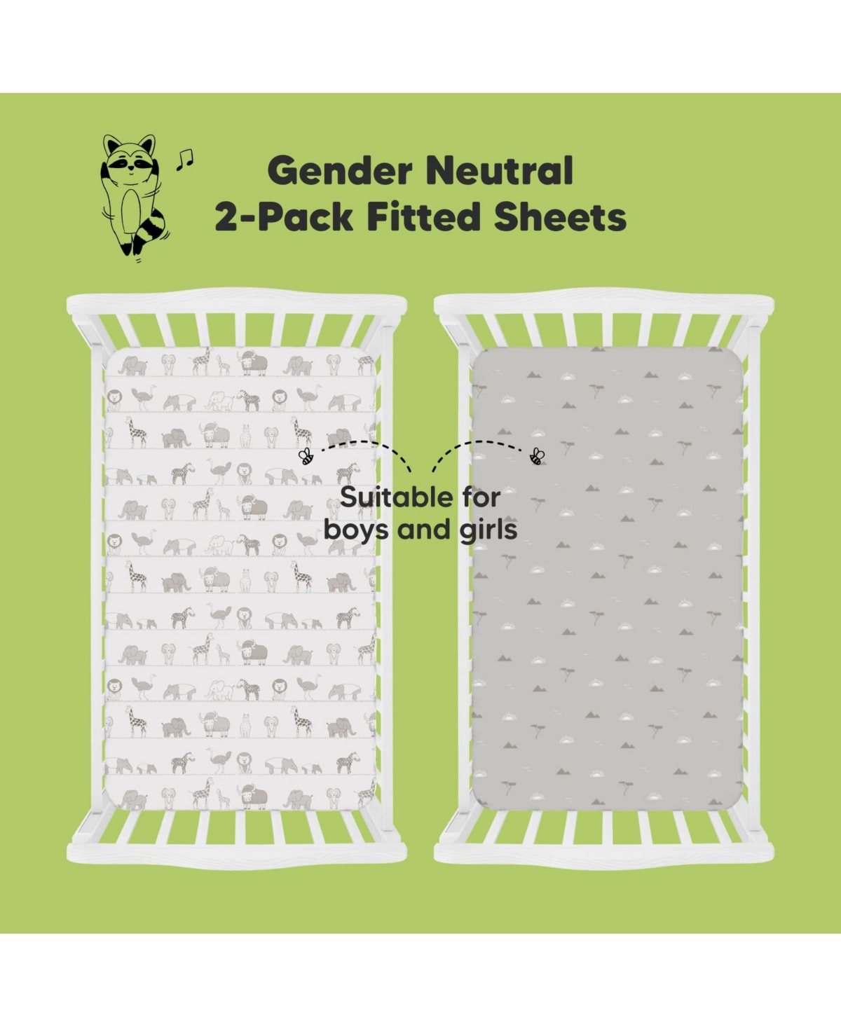 KeaBabies 2pk Soothe Fitted Crib Sheets Neutral, Organic Baby Crib Sheets, Fits Nursery Baby Mattress