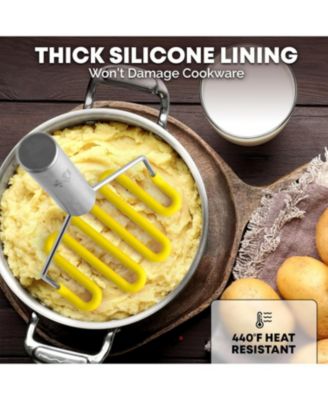 Non-Scratch Potato Masher Kitchen Tool - Durable Stainless Steel Mashed Potatoes Masher