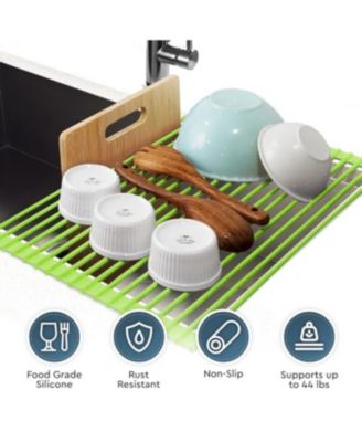 Multipurpose Heavy-Duty Silicone Roll Up Sink Drying Rack