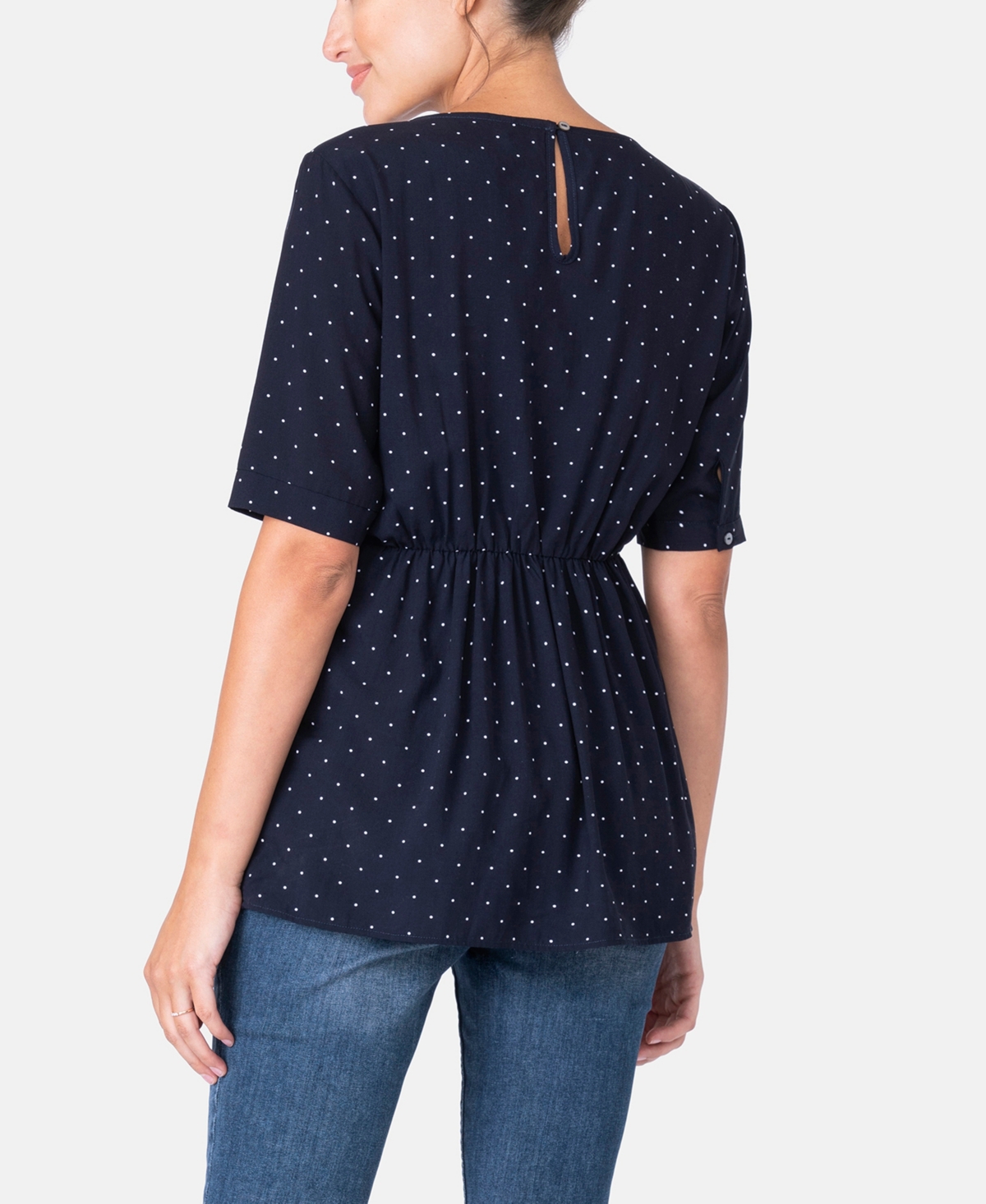 Seraphine Women'sBlue Dot Maternity Nursing Top - Navy