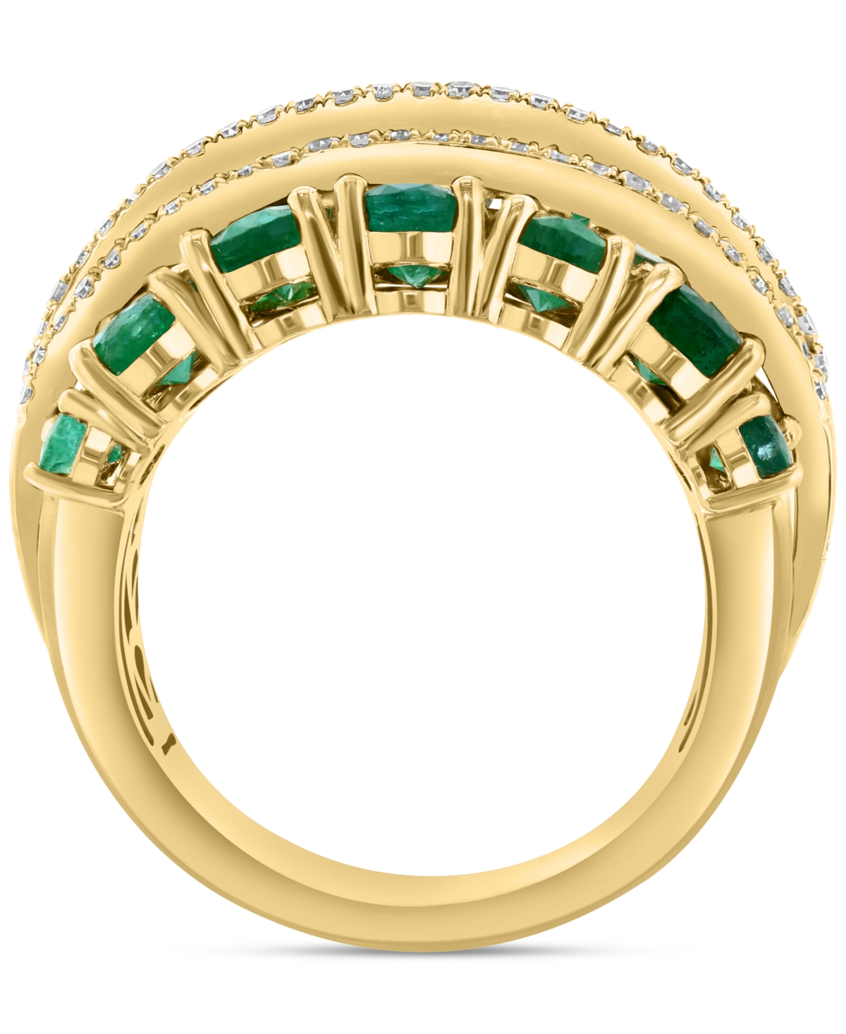 EFFY COLLECTION EFFY EMERALD (6-1/2 CT. T.W.) & DIAMOND (1/4 CT. T.W.) MULTIROW STATEMENT RING IN 14K GOLD 