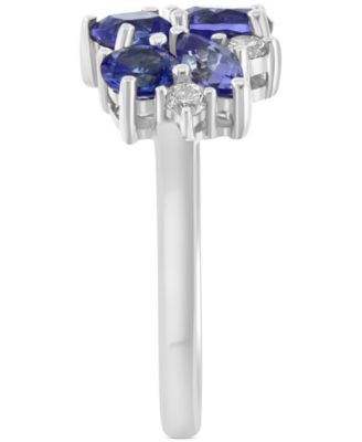 EFFY&reg; Tanzanite (2-1/6 ct. t.w.) & Diamond (1/5 ct. t.w.) Mixed Cut Cluster Ring in 14k White Gold