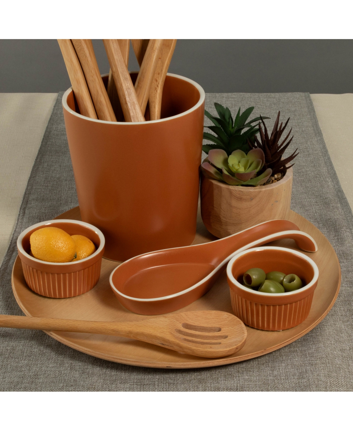 Bia Cordon Bleu Tempo 7-piece Tabletop Accessory Set In Sage