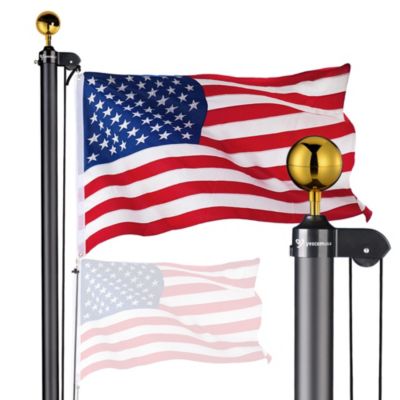 Yescom Bravery 25Ft Sectional Flag Pole Kit Aluminum Outside Inground ...