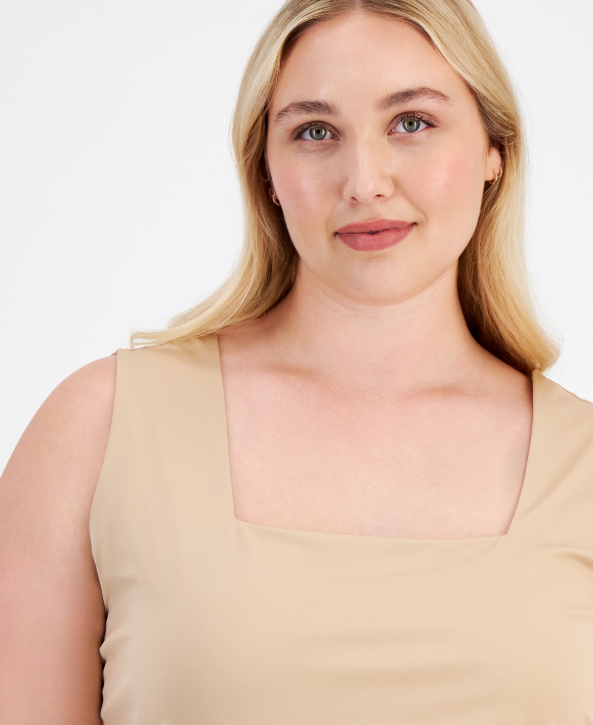 Bar Iii Plus Size Solid Square-Neck Sleeveless Tank Top, Created for Macy's