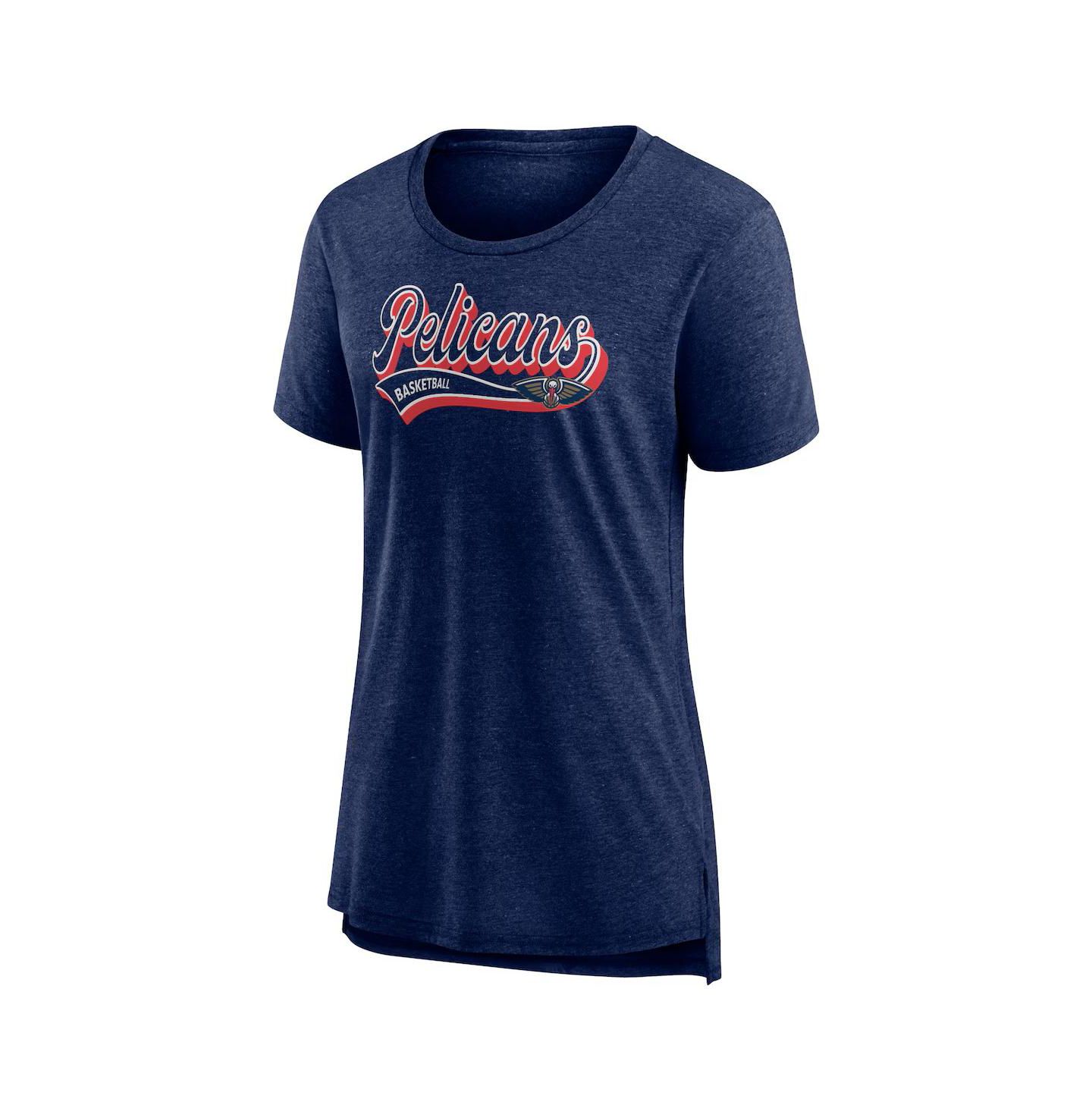 Женская футболка Fanatics Branded Heather Navy New Orleans Pelicans League Leader Tri-Blend — фото 3