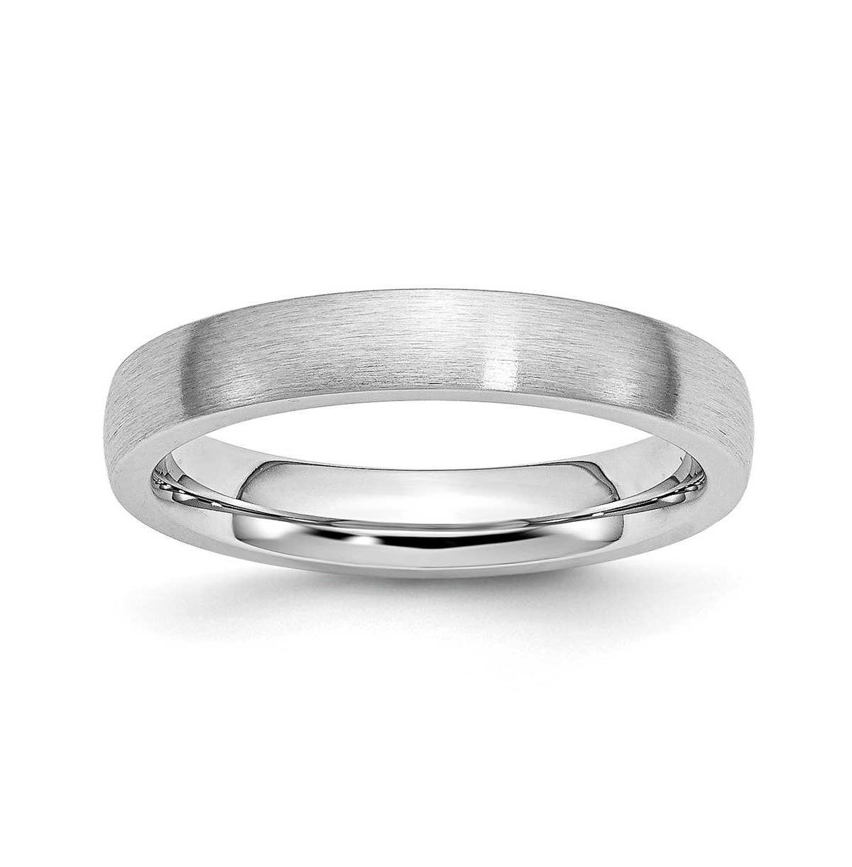 Cobalt Satin Half Round Wedding Band Ring - Grey