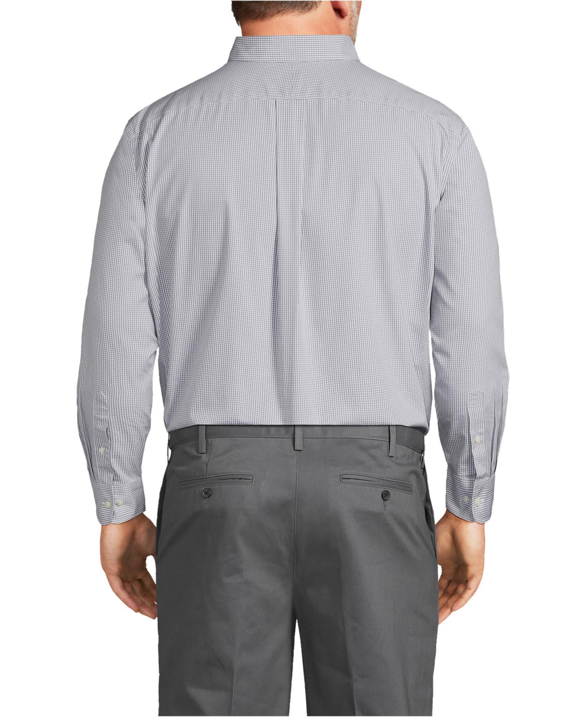 Lands' End Big & Tall Traditional Fit Pattern No Iron Supima Pinpoint Buttondown Collar Dress Shirt