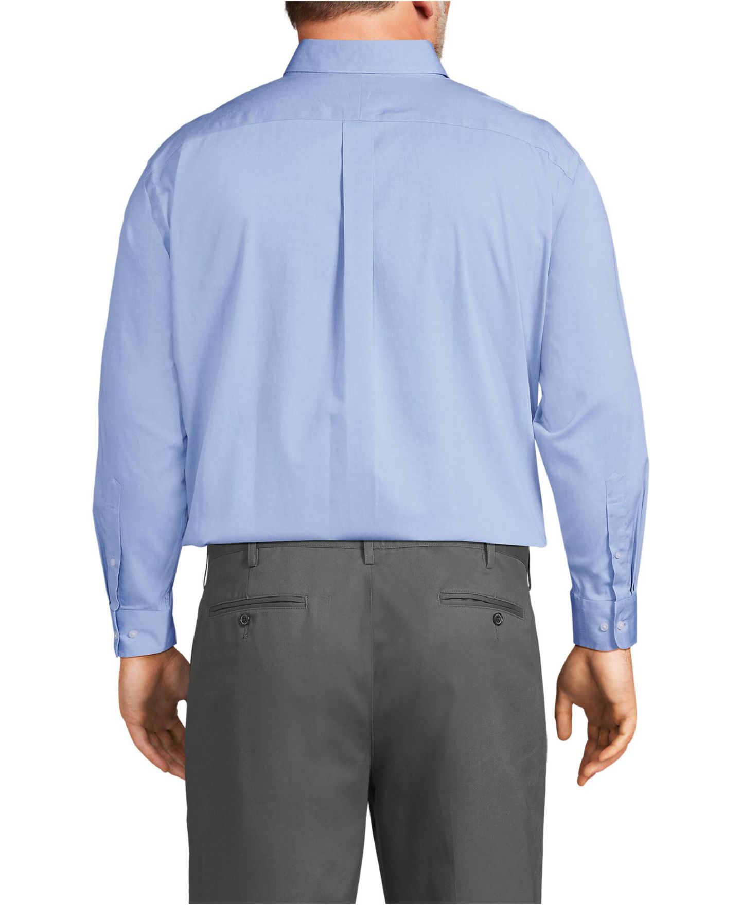Мужская рубашка Lands' End No Iron Supima Cotton Pinpoint Buttondown Collar Dress Shirt, цвет: Светлый синий, вариант 1 — фото 2