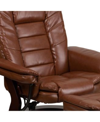 Multi-Position Recliner Ottoman Set Eucalyptus Wood Stitched Upholstery Swivel Base