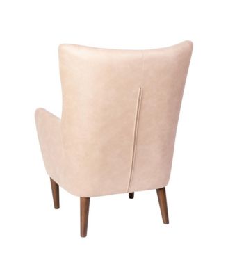 Regal Traditional Wingback Accent Chair, Upholstery And Wooden Frame And Legs
