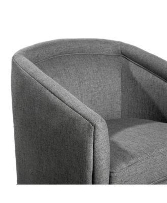 Wyn Upholstered Club Style Barrel Chair With Sloped Armrests And 360 Degree Swivel Base In A Vinyl Wrap