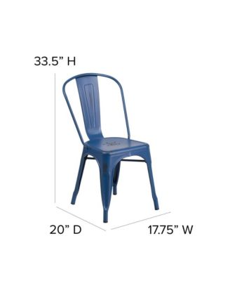 Banks Indoor/Outdoor Stacking Metal Dining Chair With Single Slat Back And Distressed Powder Coated Finish